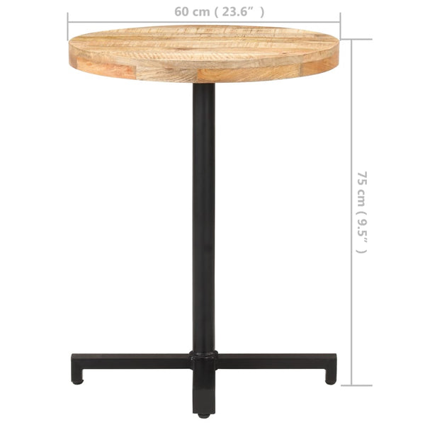 vidaXL Round Bistro Table Ø60x75 cm Rough Mango Wood