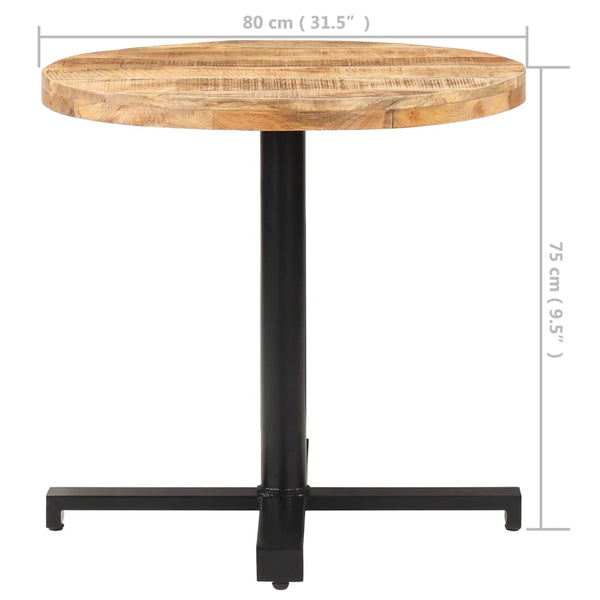 vidaXL Round Bistro Table Ø80x75 cm Rough Mango Wood