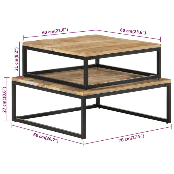 vidaXL Nesting Tables 2 pcs. Solid Mango Wood