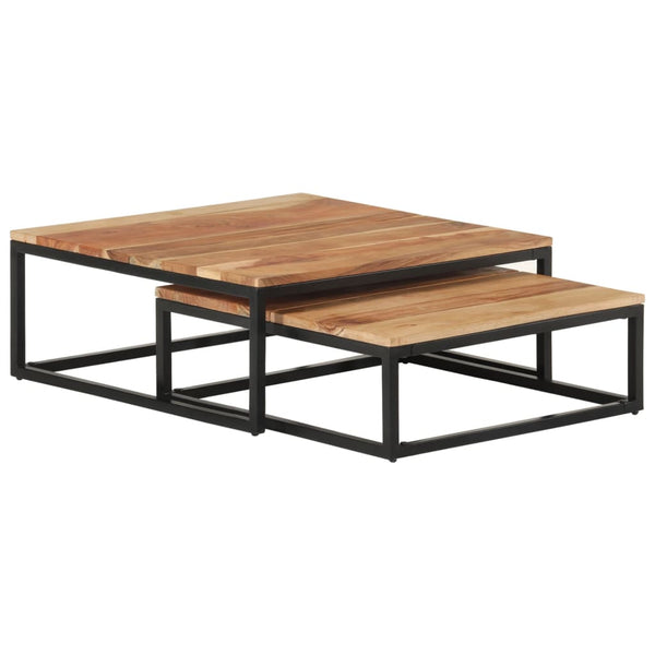 vidaXL Nesting Tables 2 pcs Solid Acacia Wood