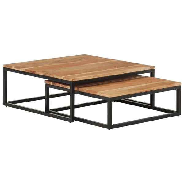 vidaXL Nesting Tables 2 pcs Solid Acacia Wood