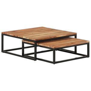 vidaXL Nesting Tables 2 pcs Solid Acacia Wood