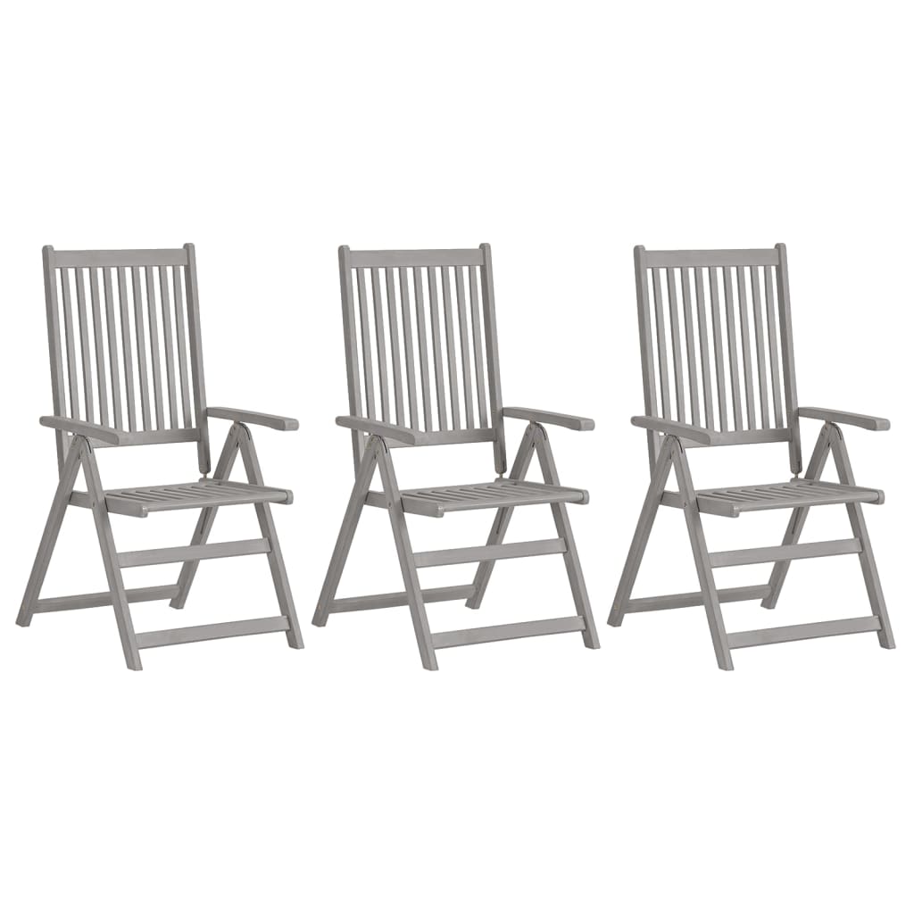 vidaXL Adjustable Garden Chairs 3 pcs. Grey Solid Acacia Wood
