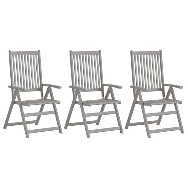 vidaXL Adjustable Garden Chairs 3 pcs. Grey Solid Acacia Wood