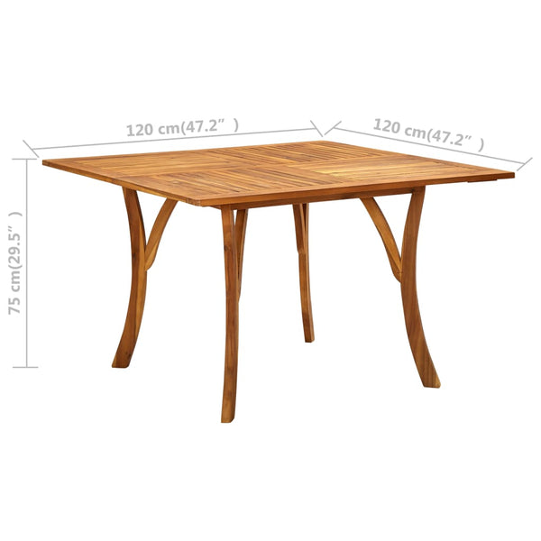 vidaXL Garden Table 120x120x75 cm Solid Acacia Wood