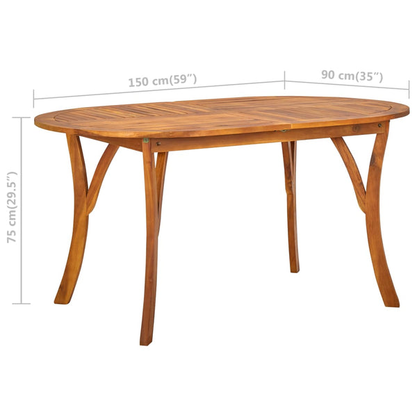 vidaXL Garden Table 150x90x75 cm Solid Acacia Wood