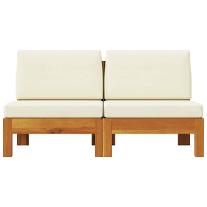 vidaXL Center Sofas 2 pcs. with Cream White Cushions Solid Acacia Wood
