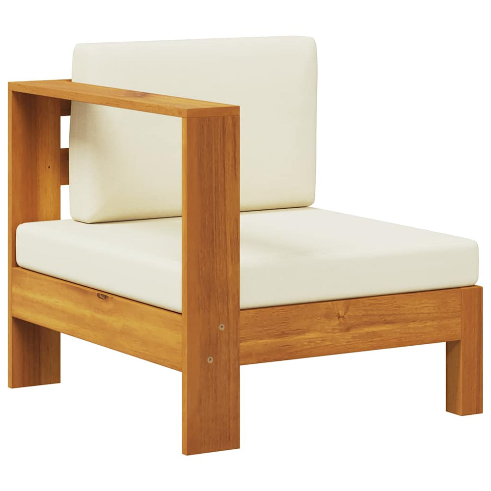 vidaXL Center Sofa with 1 Armrest Cream White Solid Acacia Wood