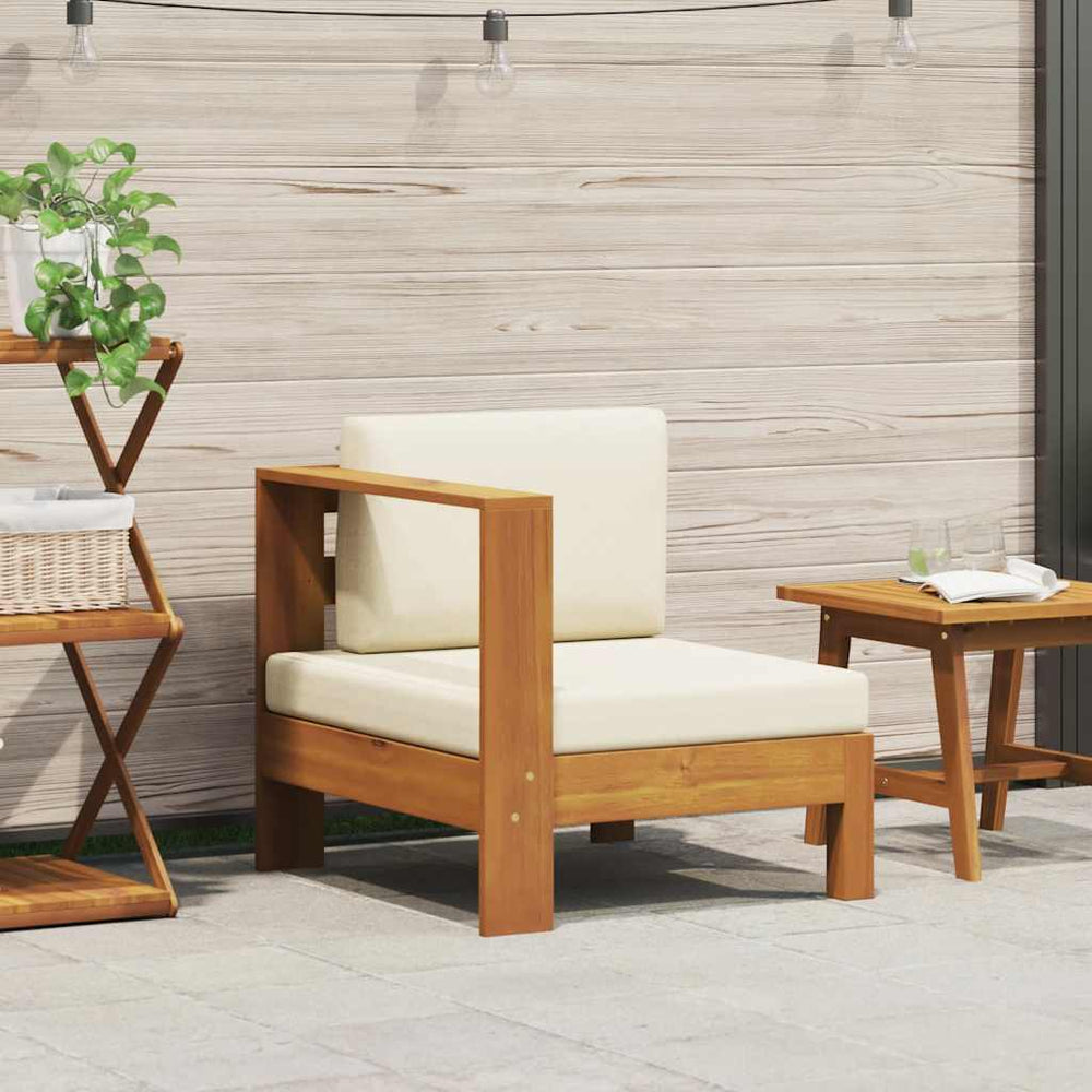 vidaXL Center Sofa with 1 Armrest Cream White Solid Acacia Wood