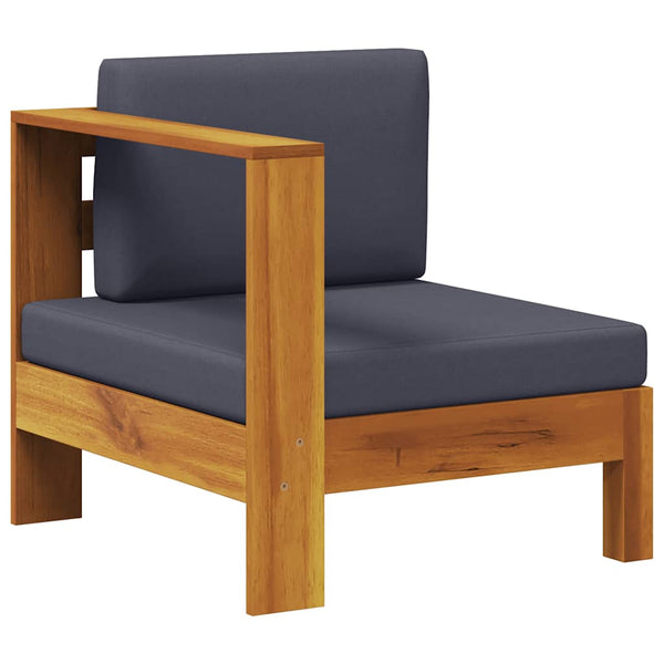 vidaXL Center Sofa with 1 Armrest Dark Grey Solid Acacia Wood