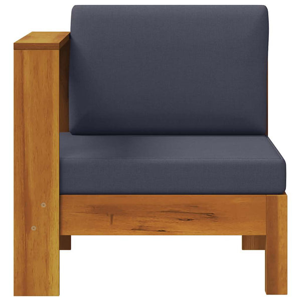 vidaXL Center Sofa with 1 Armrest Dark Grey Solid Acacia Wood