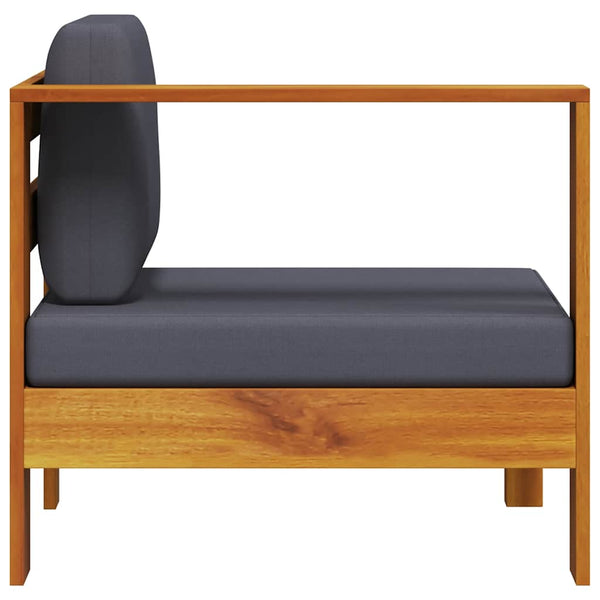 vidaXL Center Sofa with 1 Armrest Dark Grey Solid Acacia Wood