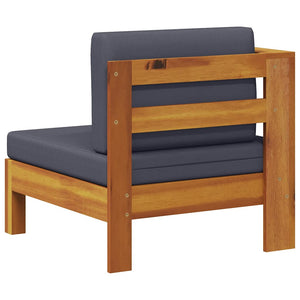vidaXL Center Sofa with 1 Armrest Dark Grey Solid Acacia Wood