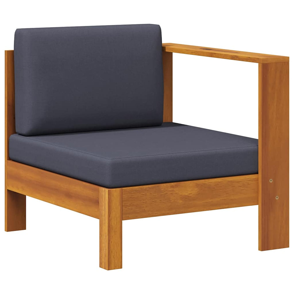 vidaXL Center Sofa with 1 Armrest Dark Grey Solid Acacia Wood