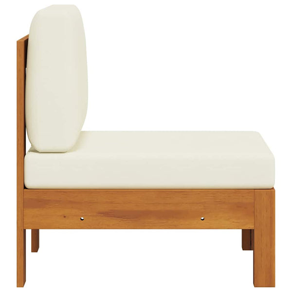 vidaXL Acacia Solid Wood Centre Sofa with Cream Cushions