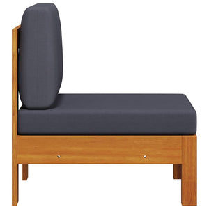 vidaXL Acacia Wood Center Sofa with Dark Gray Cushions