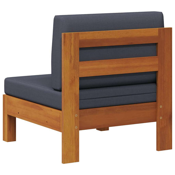 vidaXL Acacia Wood Center Sofa with Dark Gray Cushions