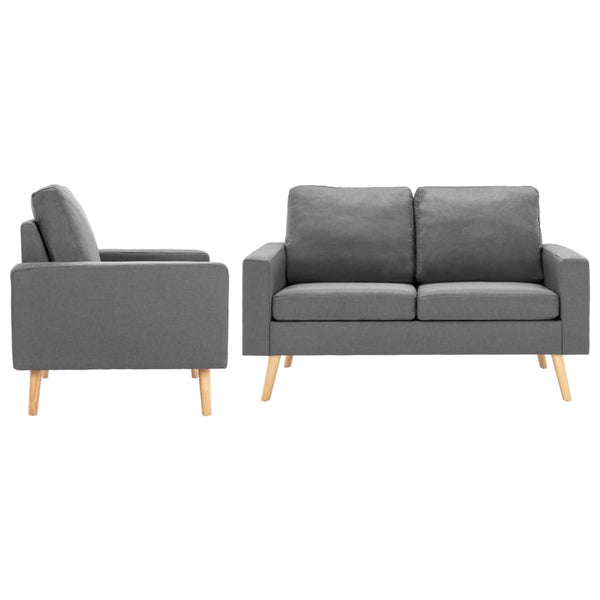 vidaXL 2-Seater Sofa Set Fabric Light Grey