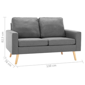 vidaXL 2-Seater Sofa Set Fabric Light Grey