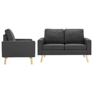 vidaXL 2-Seater Sofa Set Fabric Dark Grey
