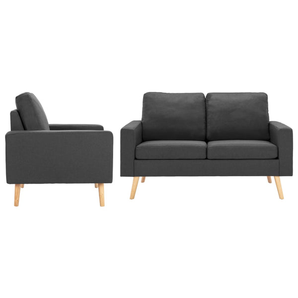 vidaXL 2-Seater Sofa Set Fabric Dark Grey