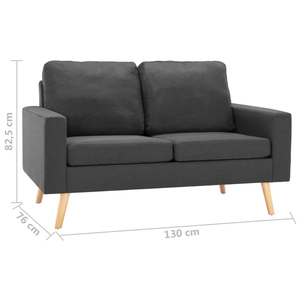 vidaXL 2-Seater Sofa Set Fabric Dark Grey