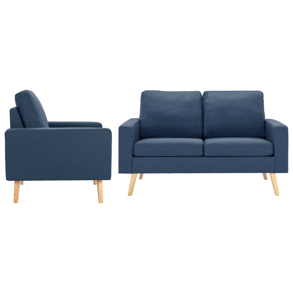 vidaXL 2-Piece Sofa Set Fabric Blue
