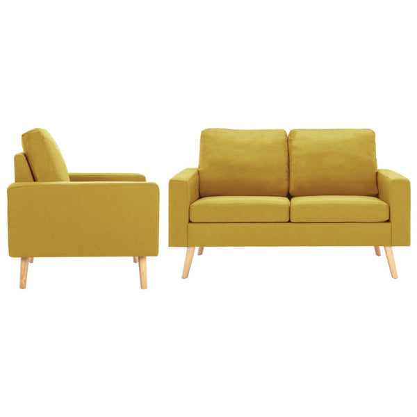vidaXL 2-Piece Sofa Set Fabric Yellow
