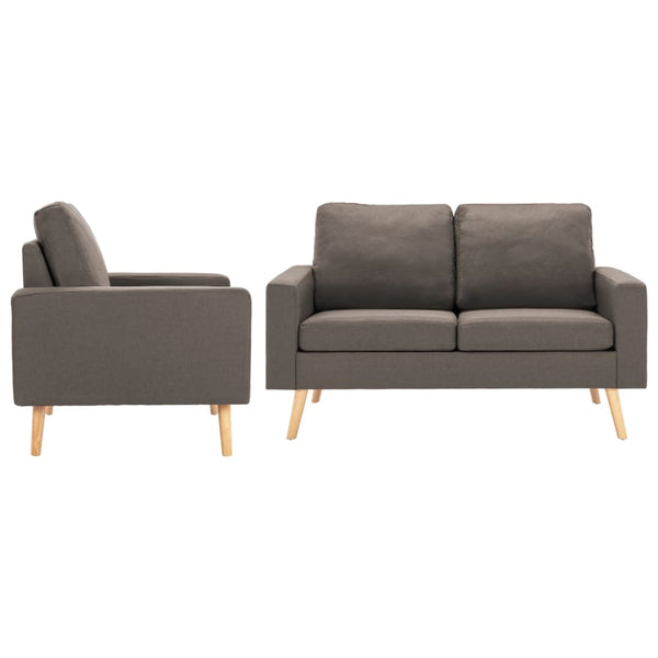 vidaXL 2-Piece Sofa Set Fabric Taupe