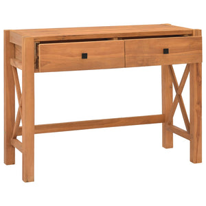vidaXL Desk with 2 Drawers 100x40x75 cm Teak Wood