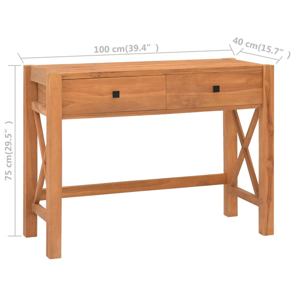 vidaXL Desk with 2 Drawers 100x40x75 cm Teak Wood