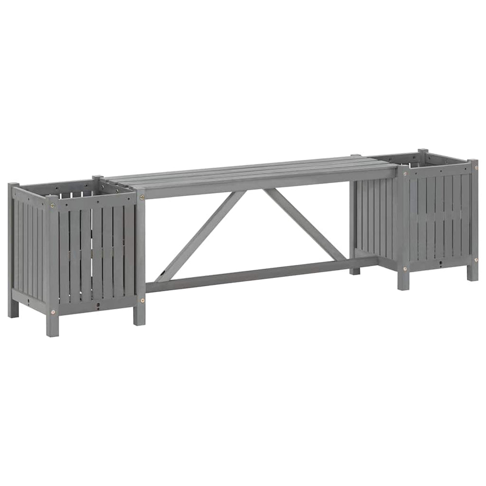 vidaXL Garden Bench with 2 Planters 150 cm Solid Acacia Wood Grey