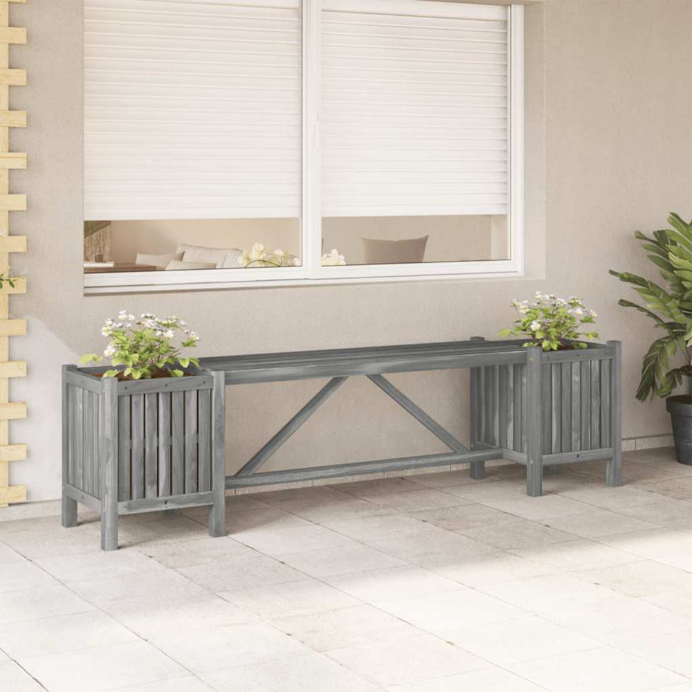 vidaXL Garden Bench with 2 Planters 150 cm Solid Acacia Wood Grey