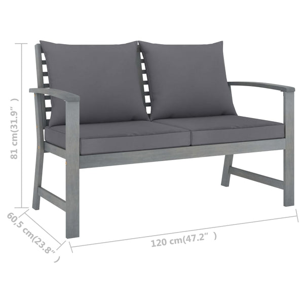 4-tlg. Garten-Lounge-Set mit Auflagen Massivholz Akazie