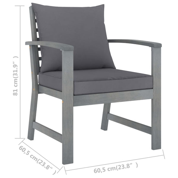 4-tlg. Garten-Lounge-Set mit Auflagen Massivholz Akazie