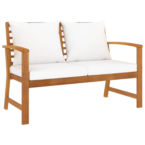 vidaXL Garden Bench 120 cm with Cream White Cushions Solid Acacia Wood