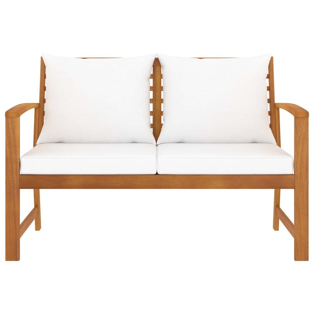 vidaXL Garden Bench 120 cm with Cream White Cushions Solid Acacia Wood