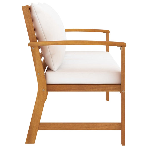 vidaXL Garden Bench 120 cm with Cream White Cushions Solid Acacia Wood