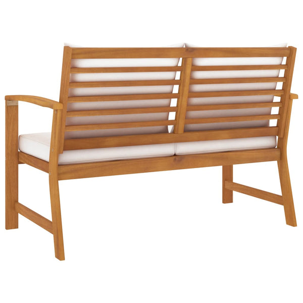 vidaXL Garden Bench 120 cm with Cream White Cushions Solid Acacia Wood