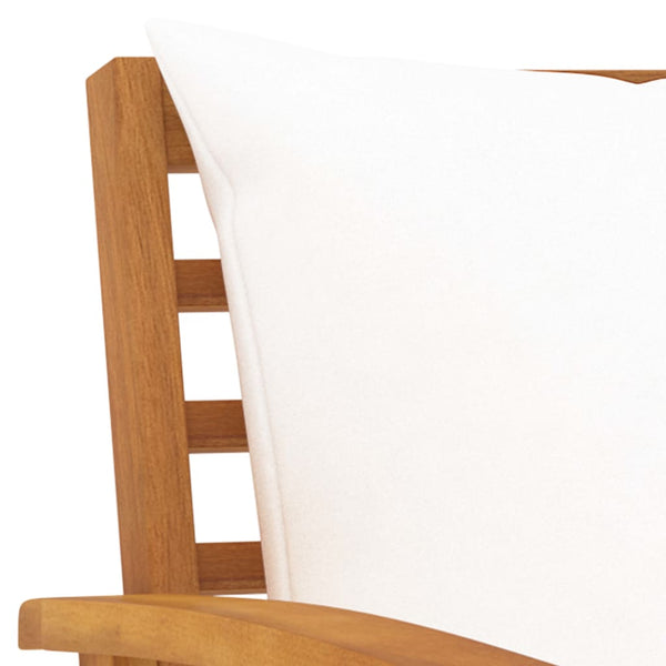 vidaXL Garden Bench 120 cm with Cream White Cushions Solid Acacia Wood