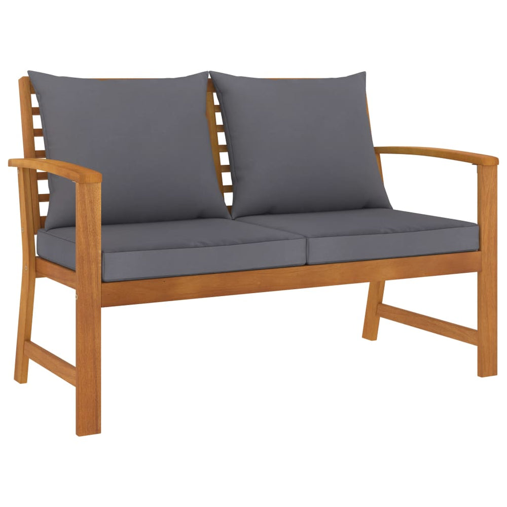 vidaXL Garden Bench 120 cm with Dark Grey Cushions Solid Acacia Wood