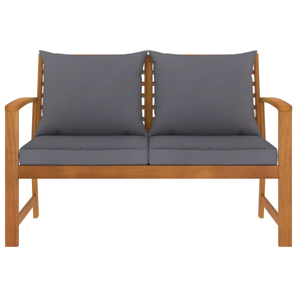 vidaXL Garden Bench 120 cm with Dark Grey Cushions Solid Acacia Wood