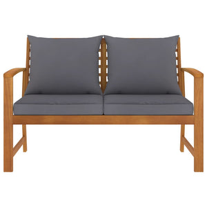 vidaXL Garden Bench 120 cm with Dark Grey Cushions Solid Acacia Wood