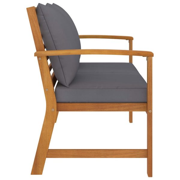 vidaXL Garden Bench 120 cm with Dark Grey Cushions Solid Acacia Wood