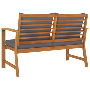 vidaXL Garden Bench 120 cm with Dark Grey Cushions Solid Acacia Wood