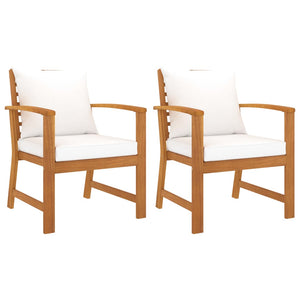 vidaXL Garden Chairs 2 pcs. with Cream Cushions Solid Acacia Wood