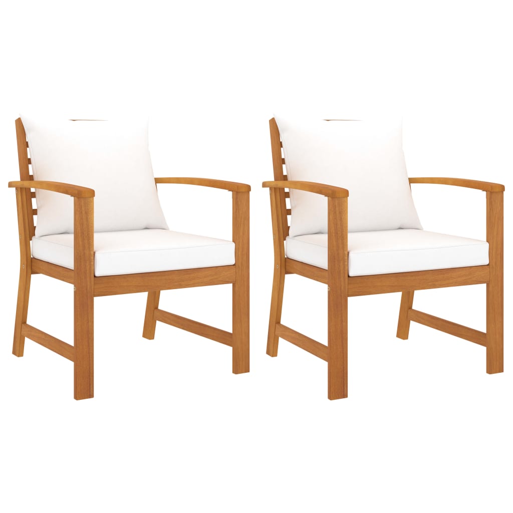 vidaXL Garden Chairs 2 pcs. with Cream Cushions Solid Acacia Wood