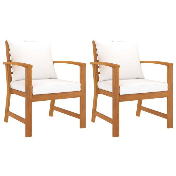 vidaXL Garden Chairs 2 pcs. with Cream Cushions Solid Acacia Wood