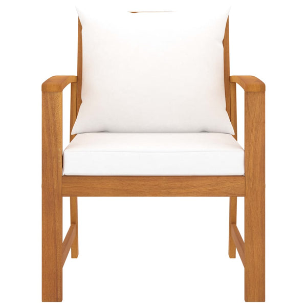 vidaXL Garden Chairs 2 pcs. with Cream Cushions Solid Acacia Wood