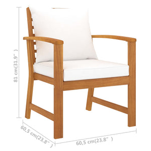 vidaXL Garden Chairs 2 pcs. with Cream Cushions Solid Acacia Wood
